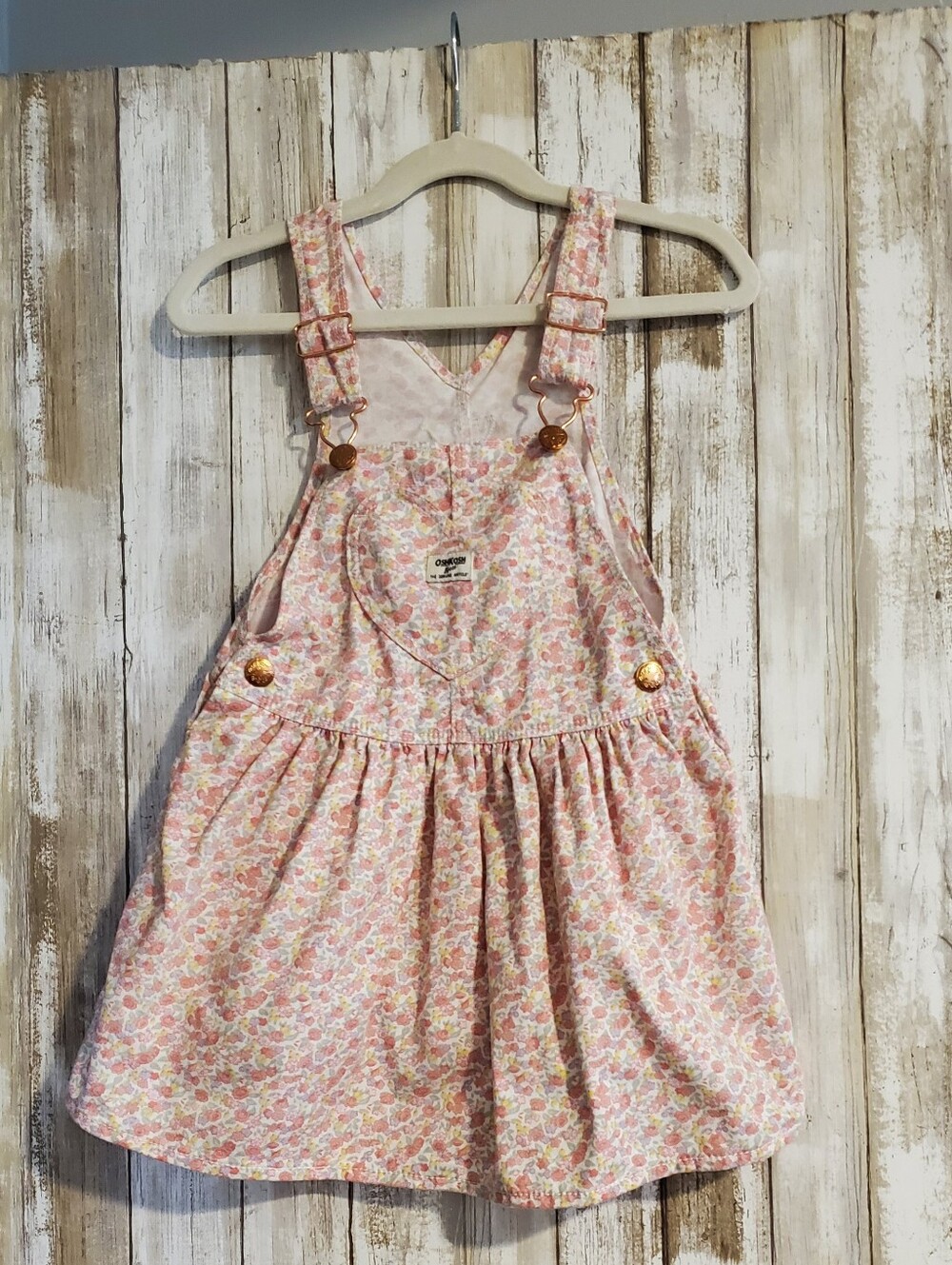 OshKosh B'gosh Pink Floral Cotton Overall Dress
